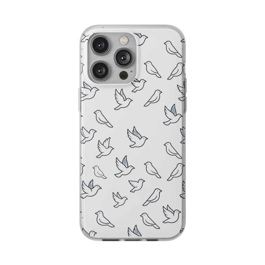Dove Pattern Flexi Phone Case — Minimal White Bird Protective Case