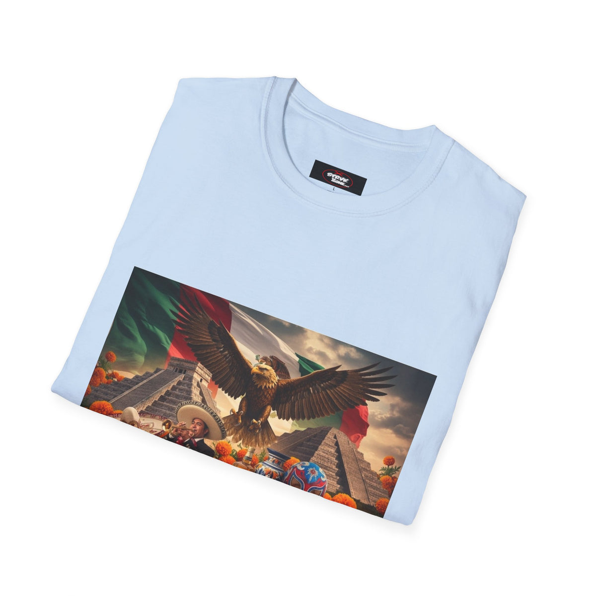 Eagle & Cityscape Graphic T-Shirt — Patriotic Eagle Sunset Design