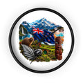 New Zealand Heritage Wall Clock — Kiwi, Silver Fern & Māori Tiki Design