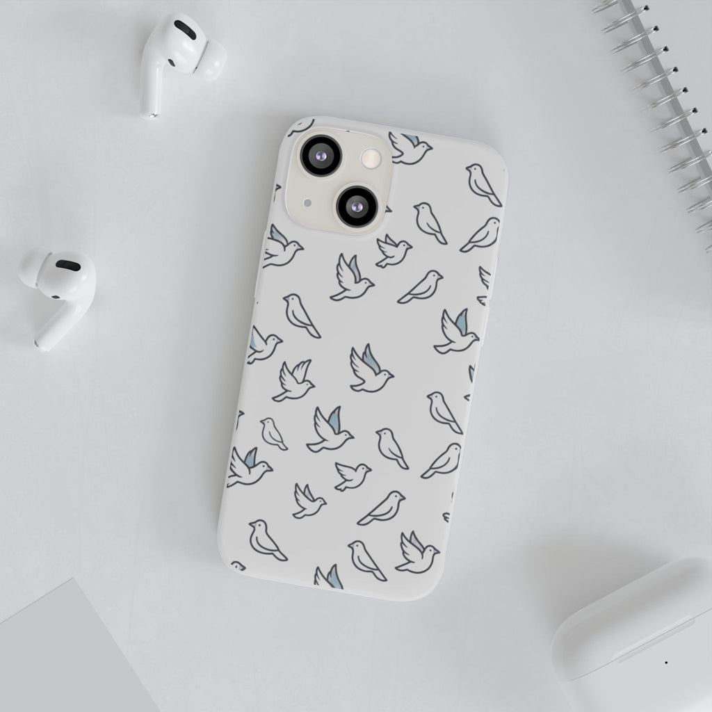 Dove Pattern Flexi Phone Case — Minimal White Bird Protective Case