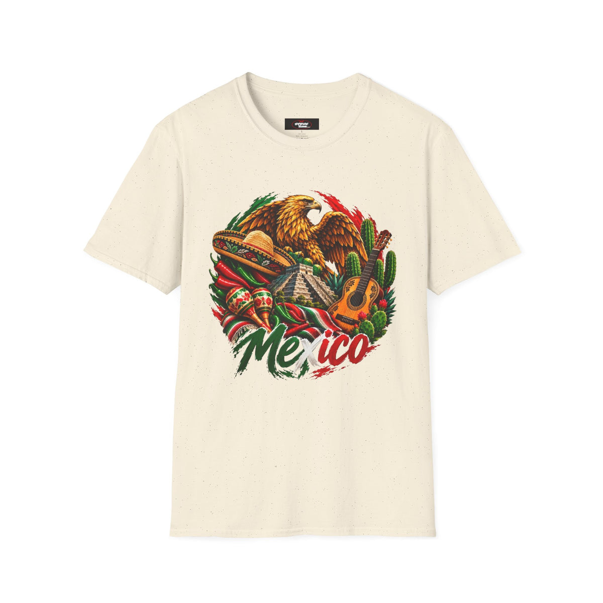 Mexico Heritage T-Shirt — Mexican Eagle, Guitar & Cactus Graphic