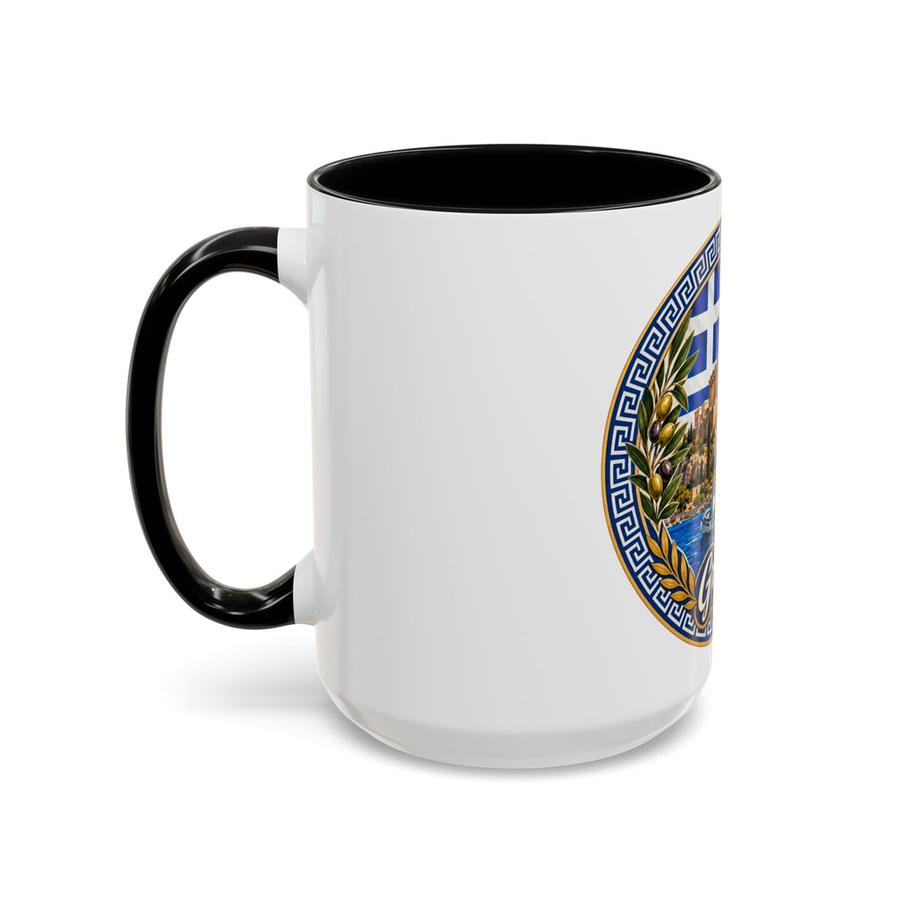 Greece Scenic Accent Coffee Mug – Acropolis, Olive & Blue Flag Design (11/15oz)