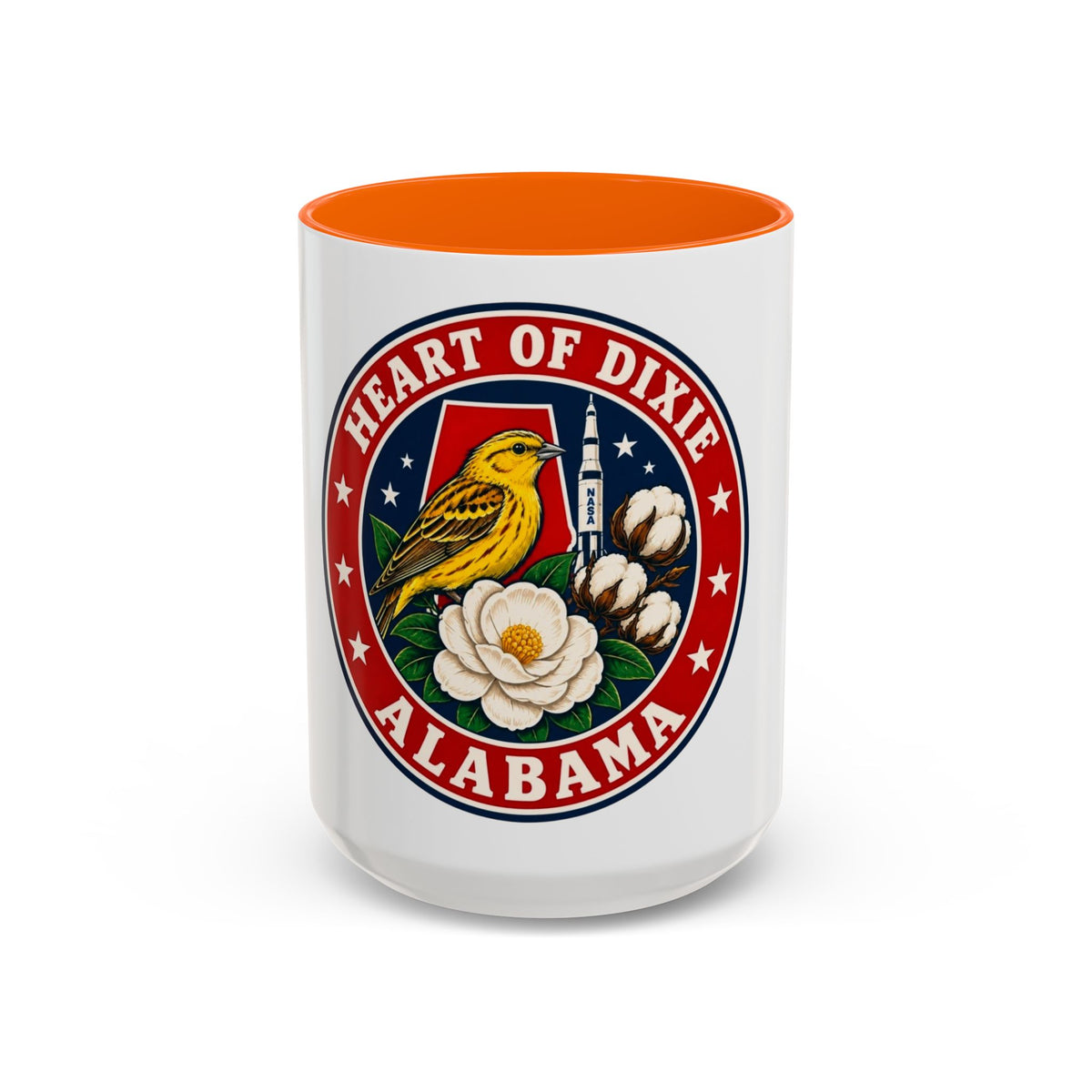 Alabama 'Heart of Dixie' Accent Coffee Mug — Magnolia & Yellowhammer State Pride