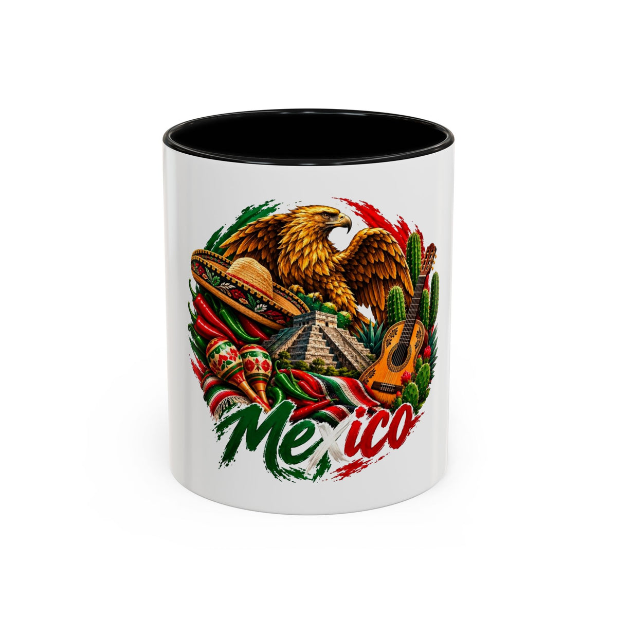 Mexico Souvenir Coffee Mug — Mexican Eagle, Cactus & Guitar Accent Mug