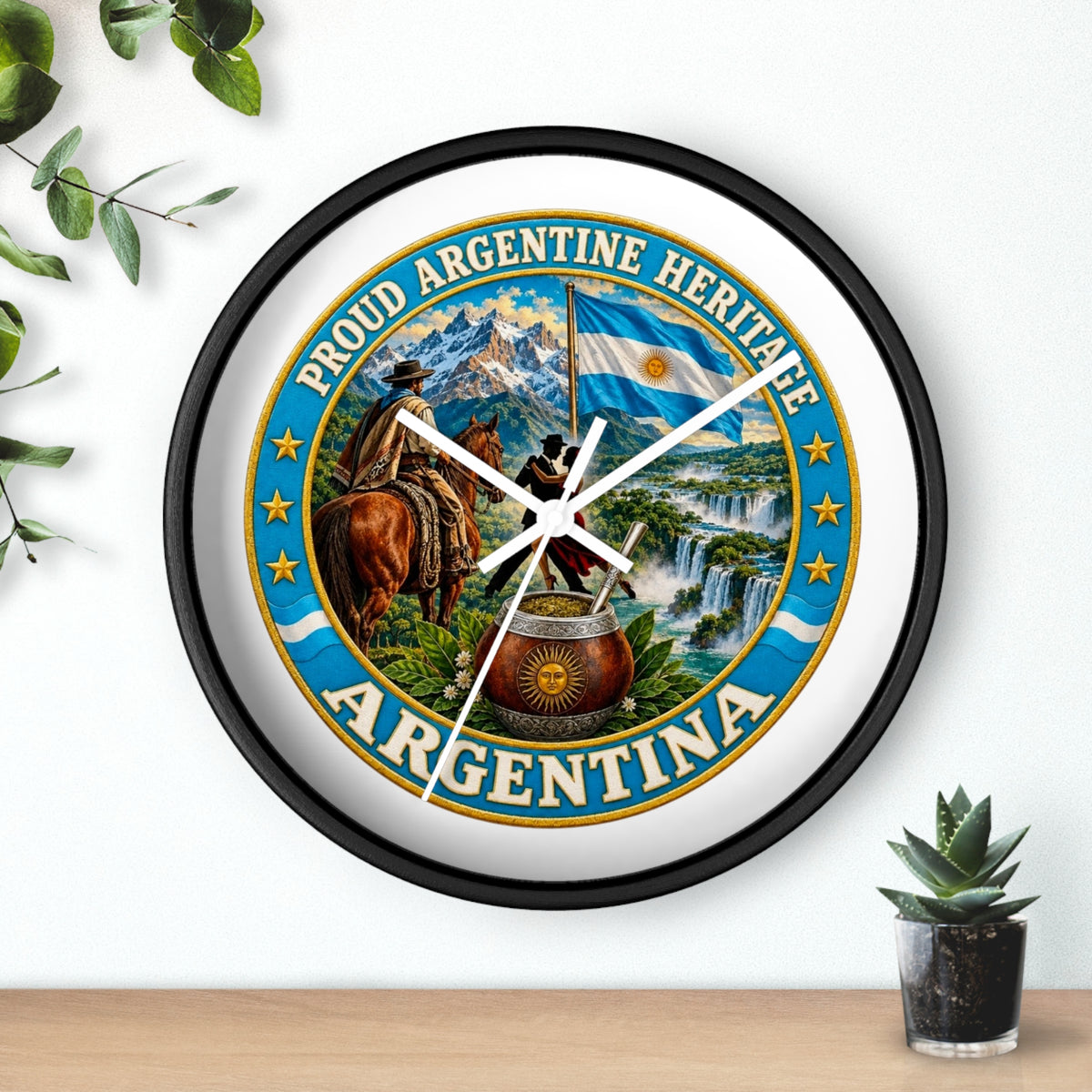 Argentina Heritage Wall Clock – "Proud Argentine Heritage" Patriotic Home Decor