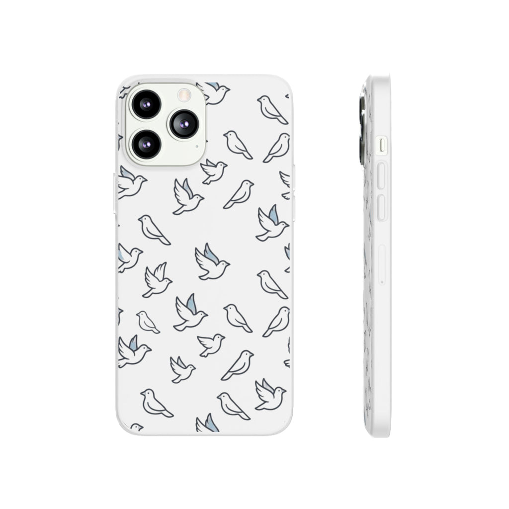 Dove Pattern Flexi Phone Case — Minimal White Bird Protective Case