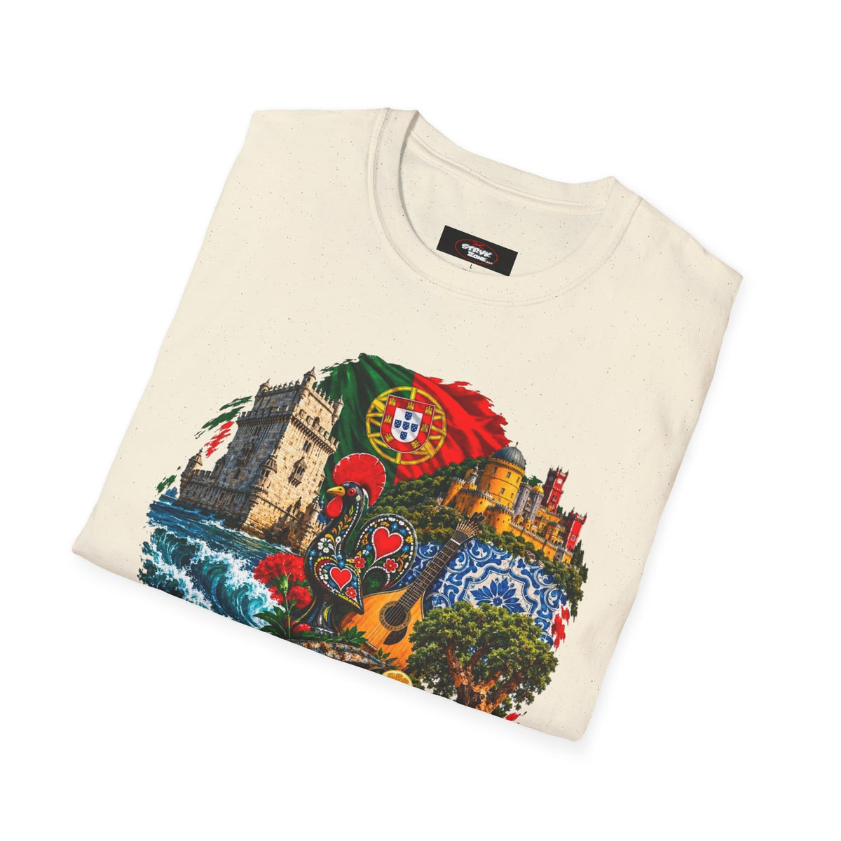 Portugal Travel T-Shirt — Vintage Lisbon Landmarks & Azulejo Heart Design