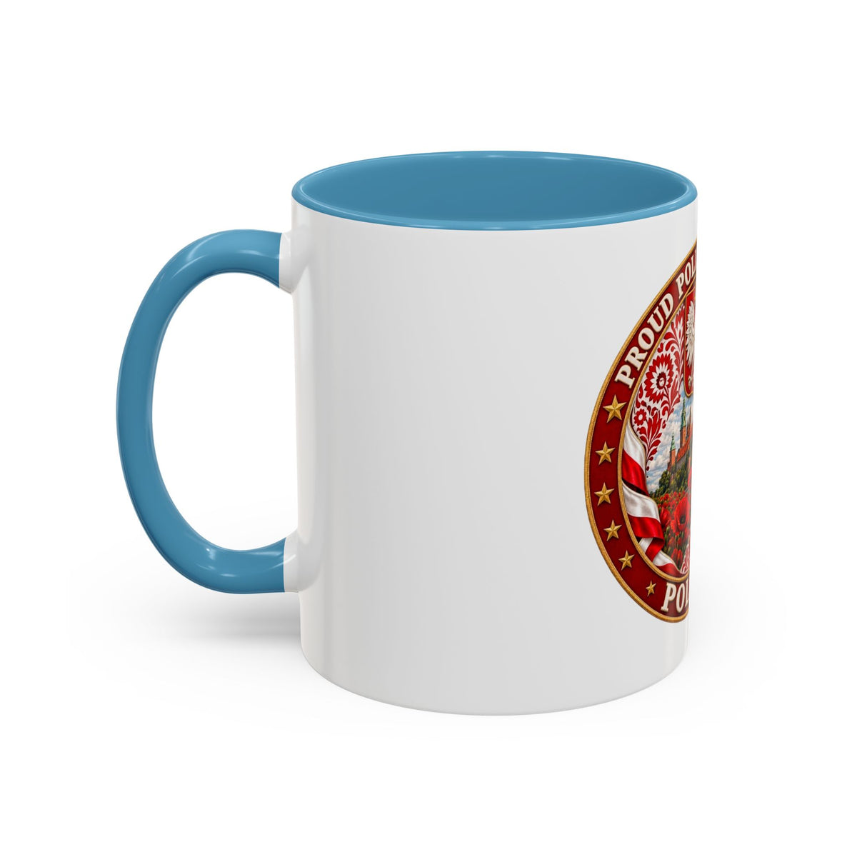 Poland Pride Accent Coffee Mug - "Proud Polish Heritage" Crest, Polish Souvenir Gift