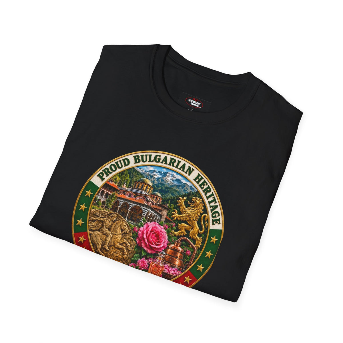 Bulgaria Heritage Graphic T-Shirt — "Proud Bulgarian Heritage" Rose Emblem