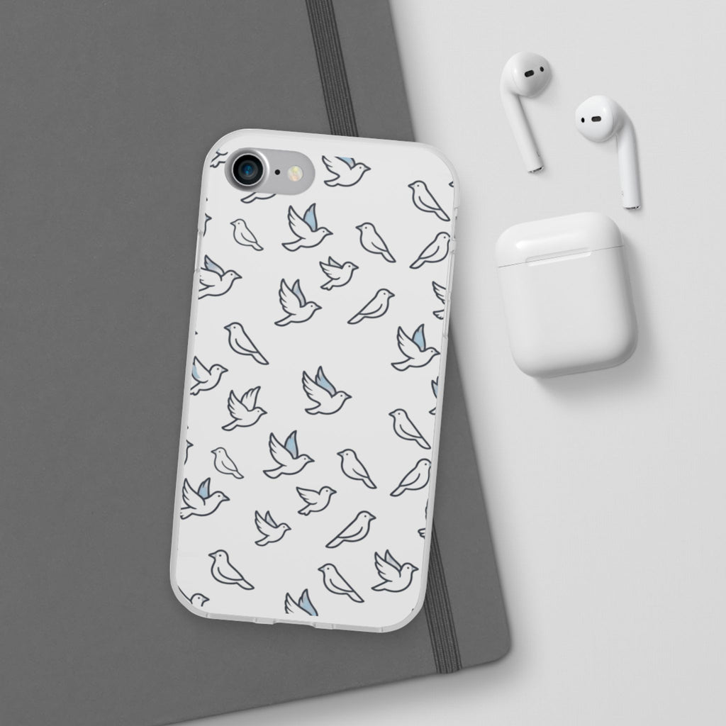 Dove Pattern Flexi Phone Case — Minimal White Bird Protective Case