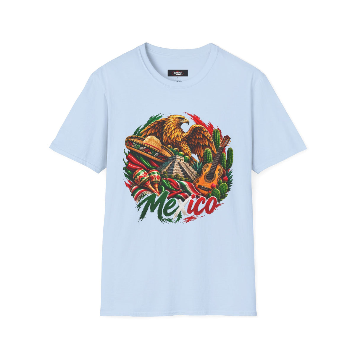 Mexico Heritage T-Shirt — Mexican Eagle, Guitar & Cactus Graphic