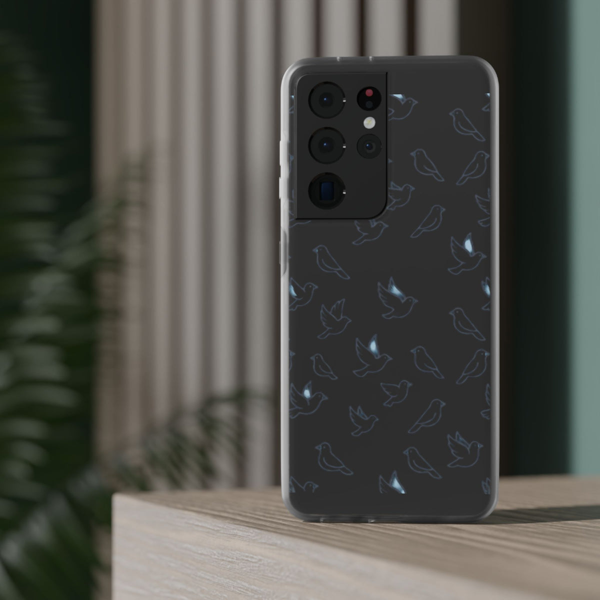 Dove Pattern Flexi Phone Case — Minimal White Bird Protective Case