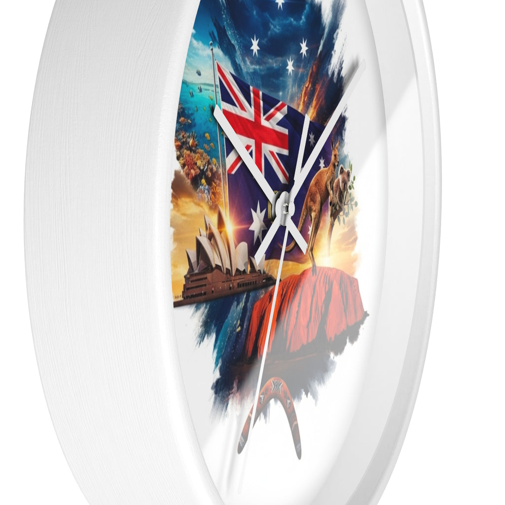Australian Landscape Wall Clock — Flag, Uluru & Opera House Decor