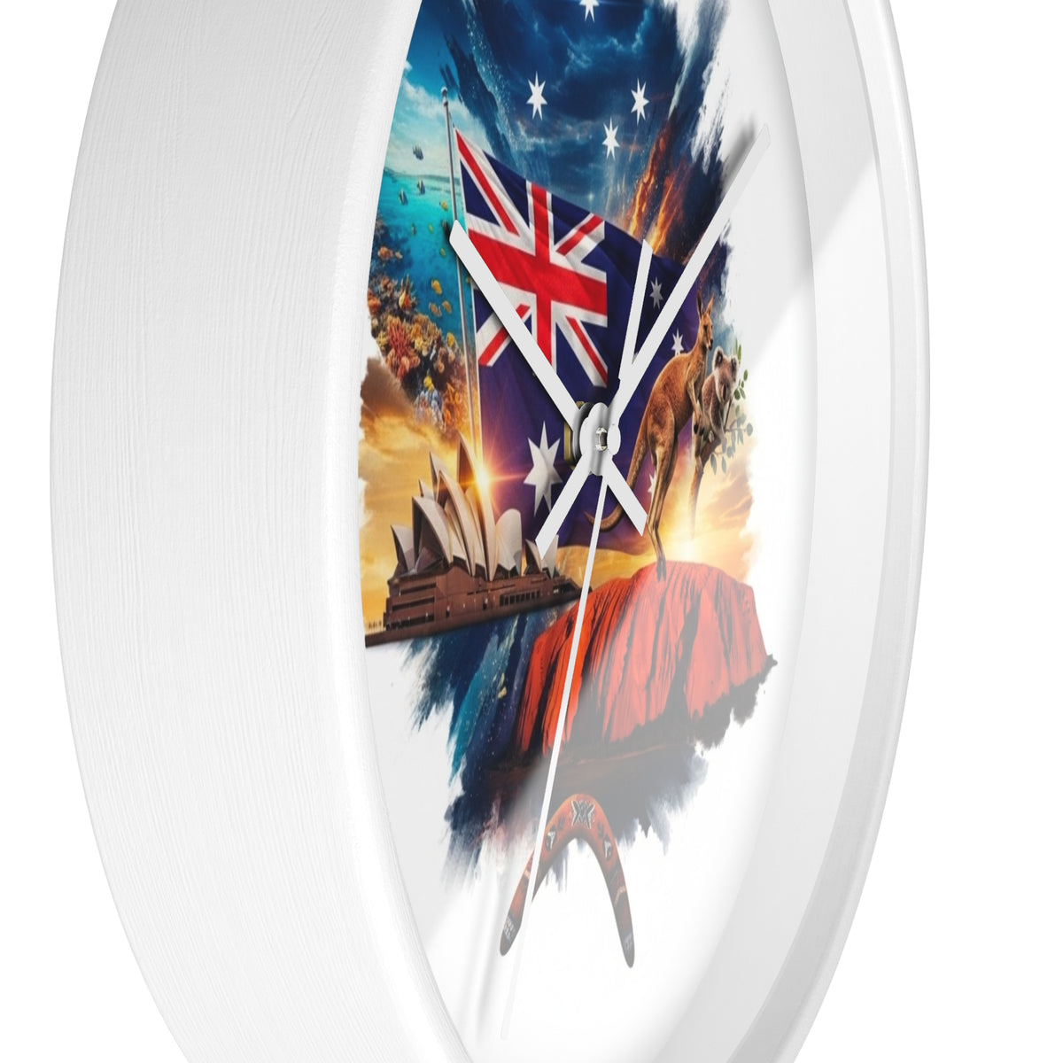 Australian Landscape Wall Clock — Flag, Uluru & Opera House Decor