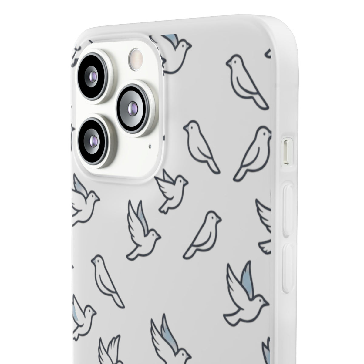 Dove Pattern Flexi Phone Case — Minimal White Bird Protective Case