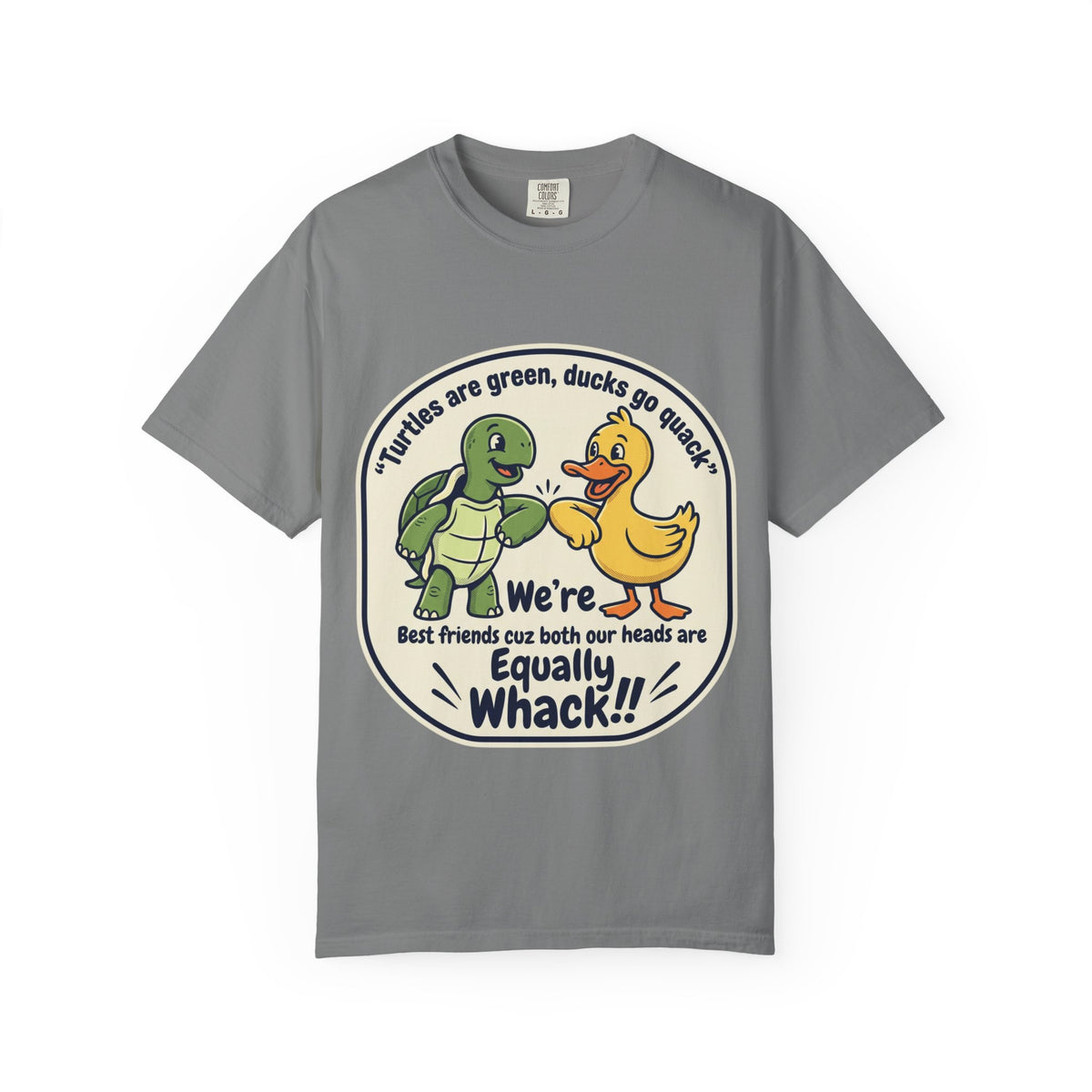 T-Shirt — "We're Equally Whack" Turtle & Duck Best Friends Graphic Tee