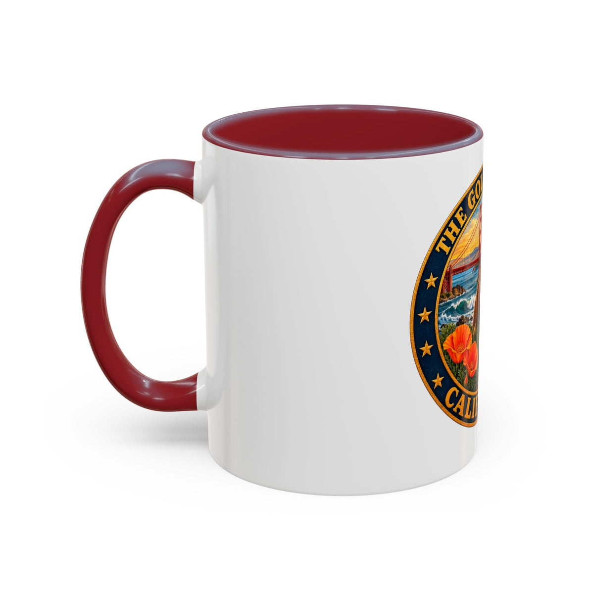 California Golden State Coffee Mug — Bear, Golden Gate & Poppies Accent Mug