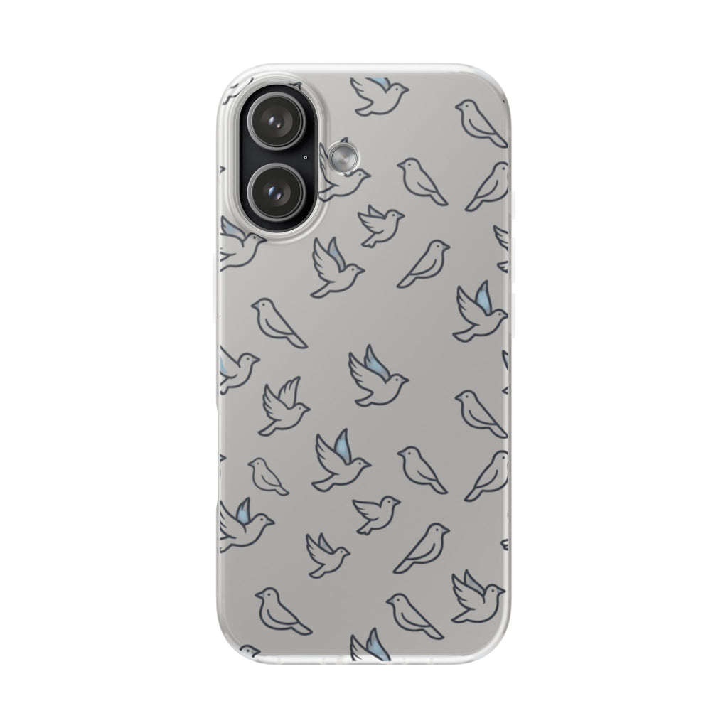 Dove Pattern Flexi Phone Case — Minimal White Bird Protective Case