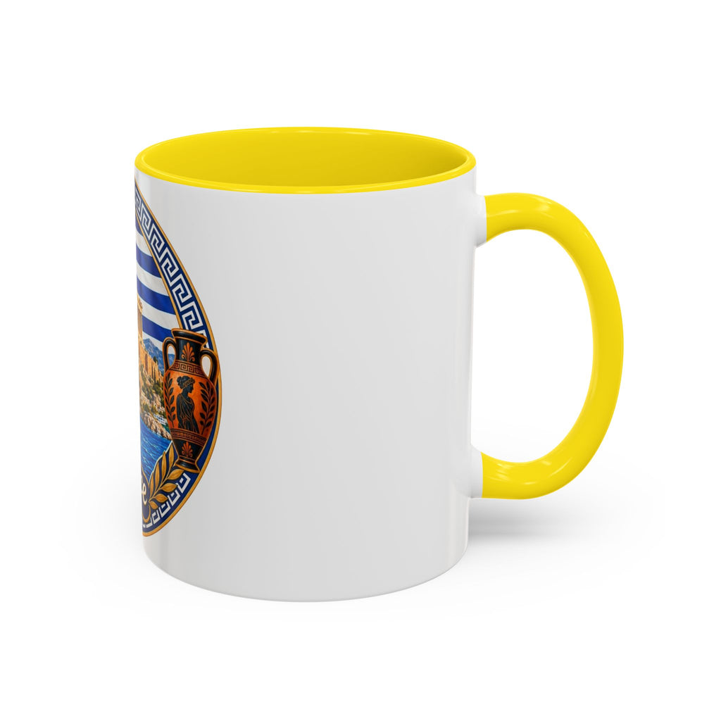 Greece Scenic Accent Coffee Mug – Acropolis, Olive & Blue Flag Design (11/15oz)