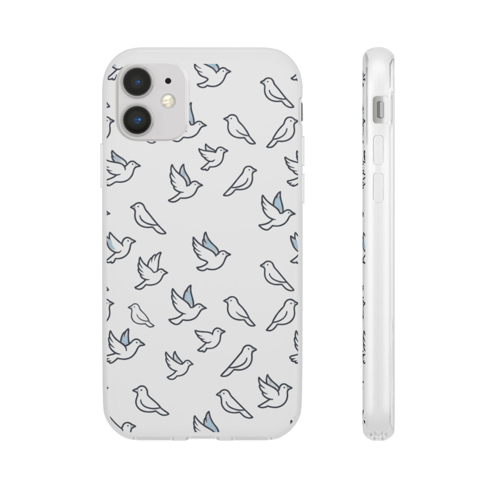Dove Pattern Flexi Phone Case — Minimal White Bird Protective Case