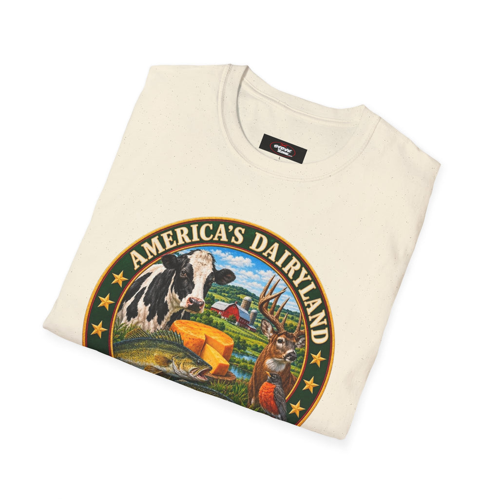 Wisconsin America’s Dairyland T-Shirt — Vintage State Badge Tee