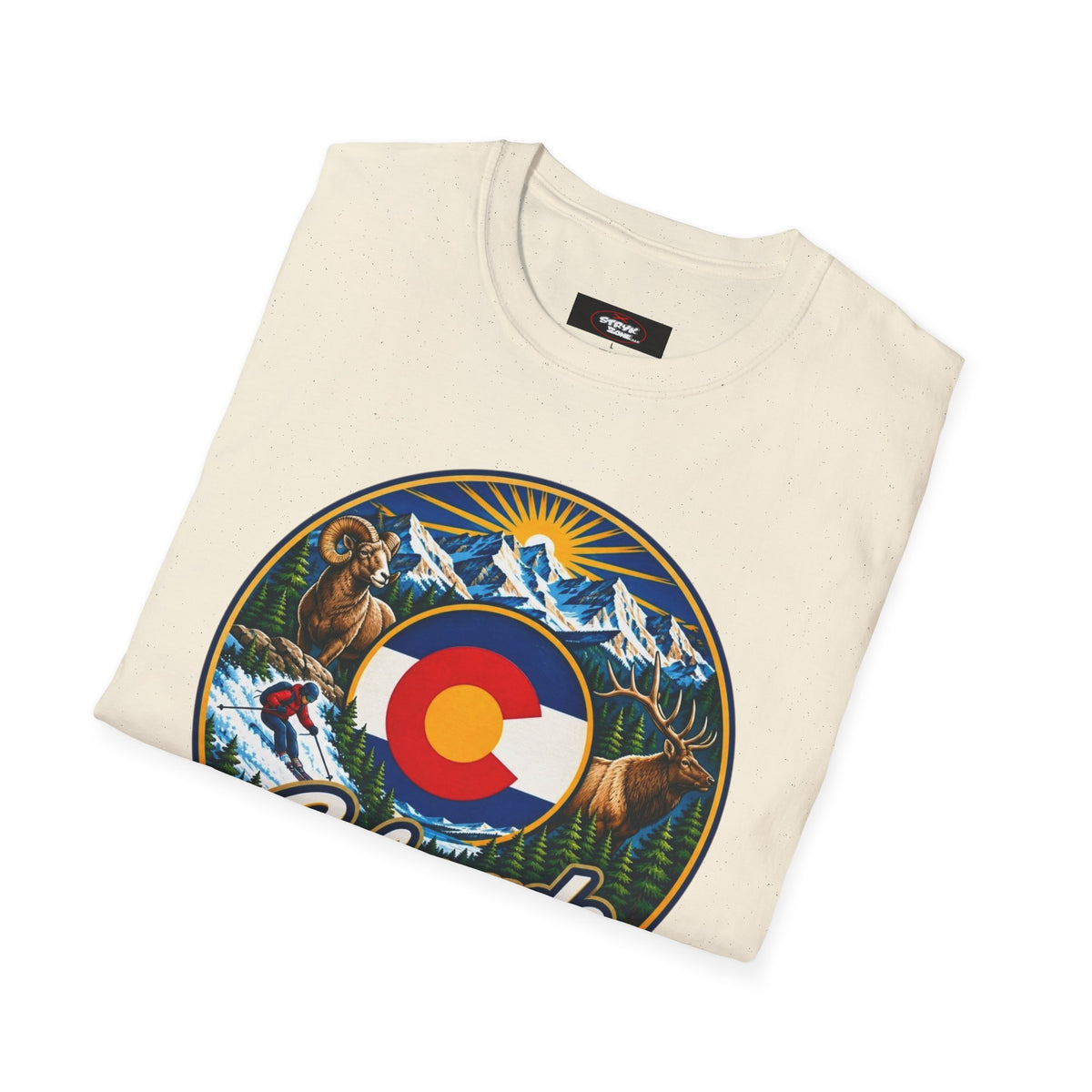 Colorado Retro Mountain Badge T-Shirt — Colorado State Circle Logo Tee