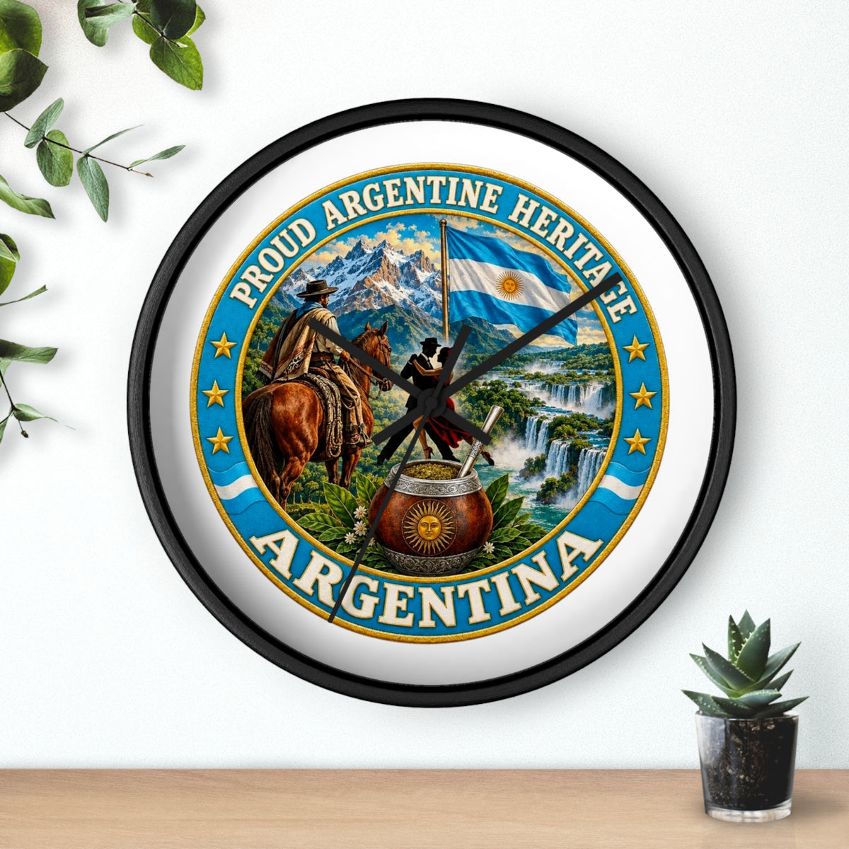 Argentina Heritage Wall Clock – "Proud Argentine Heritage" Patriotic Home Decor