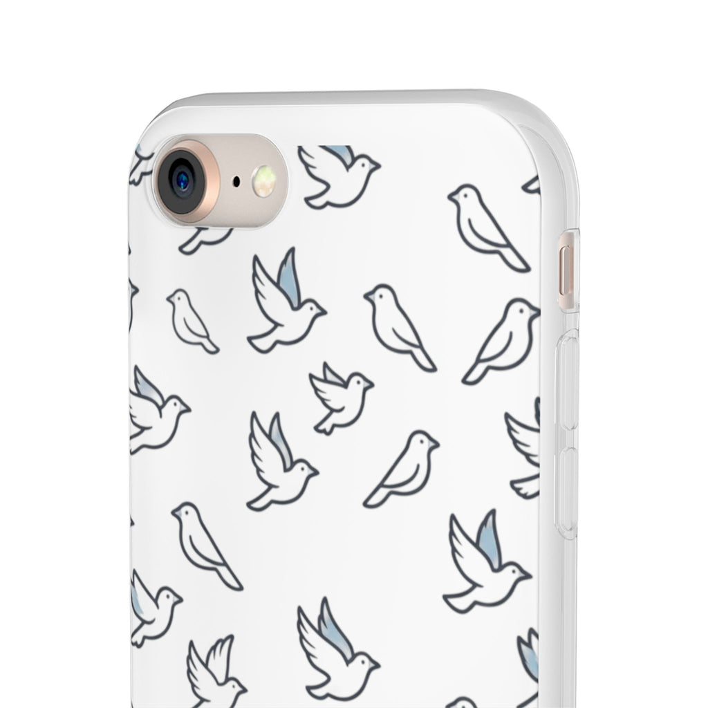 Dove Pattern Flexi Phone Case — Minimal White Bird Protective Case