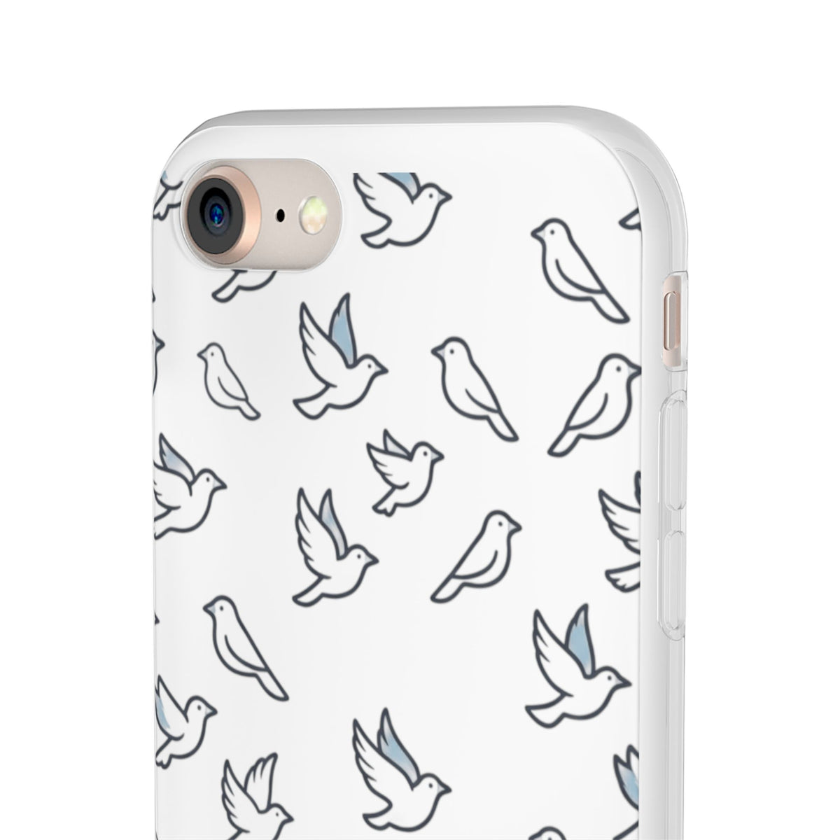 Dove Pattern Flexi Phone Case — Minimal White Bird Protective Case