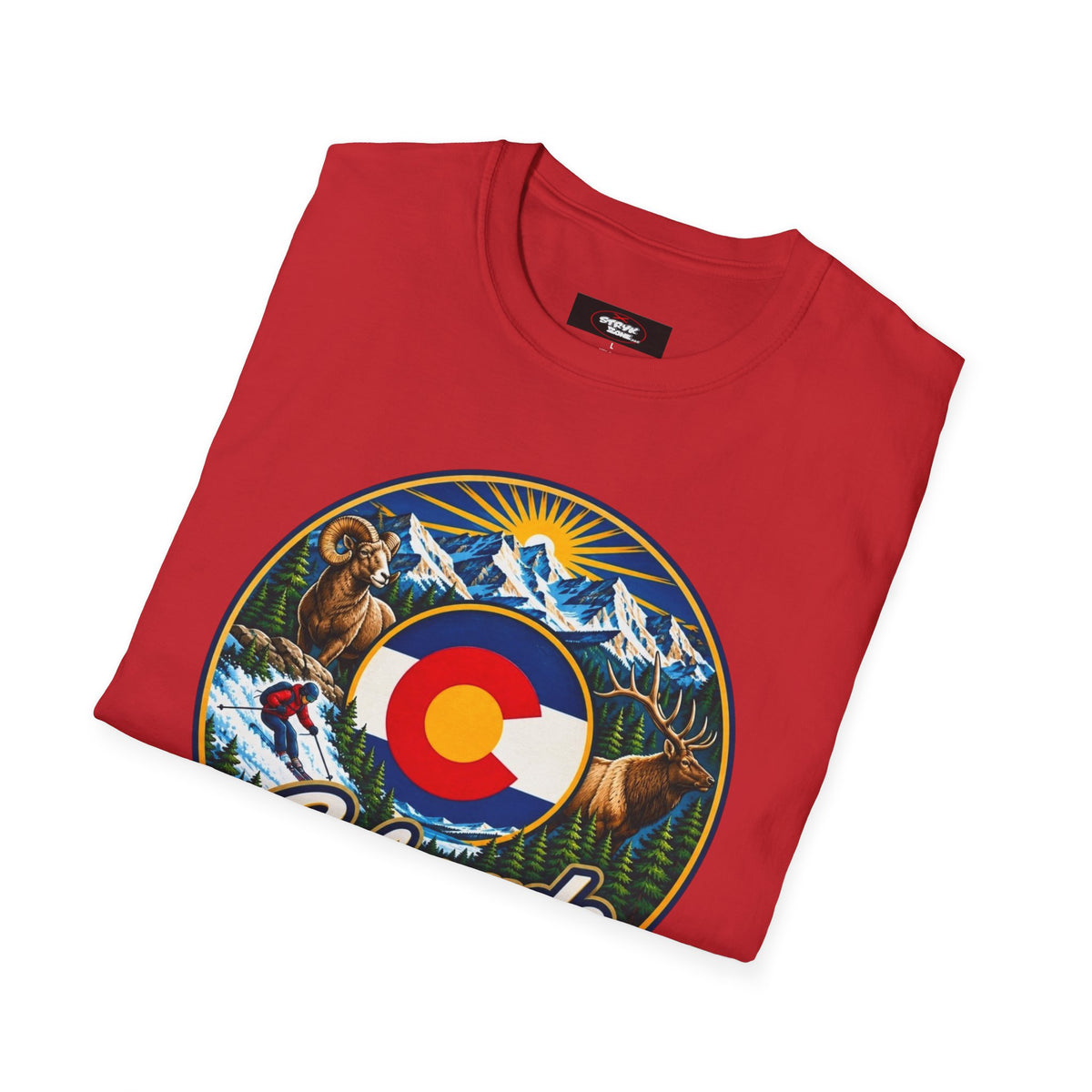 Colorado Retro Mountain Badge T-Shirt — Colorado State Circle Logo Tee