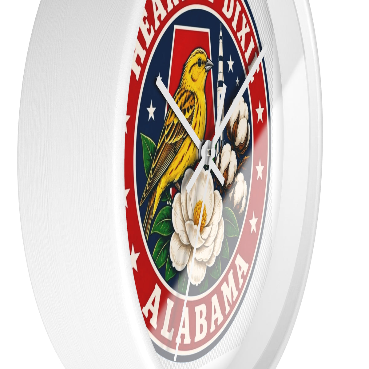 Alabama Heart of Dixie Wall Clock – State Seal Design with Yellowhammer & Magnolia