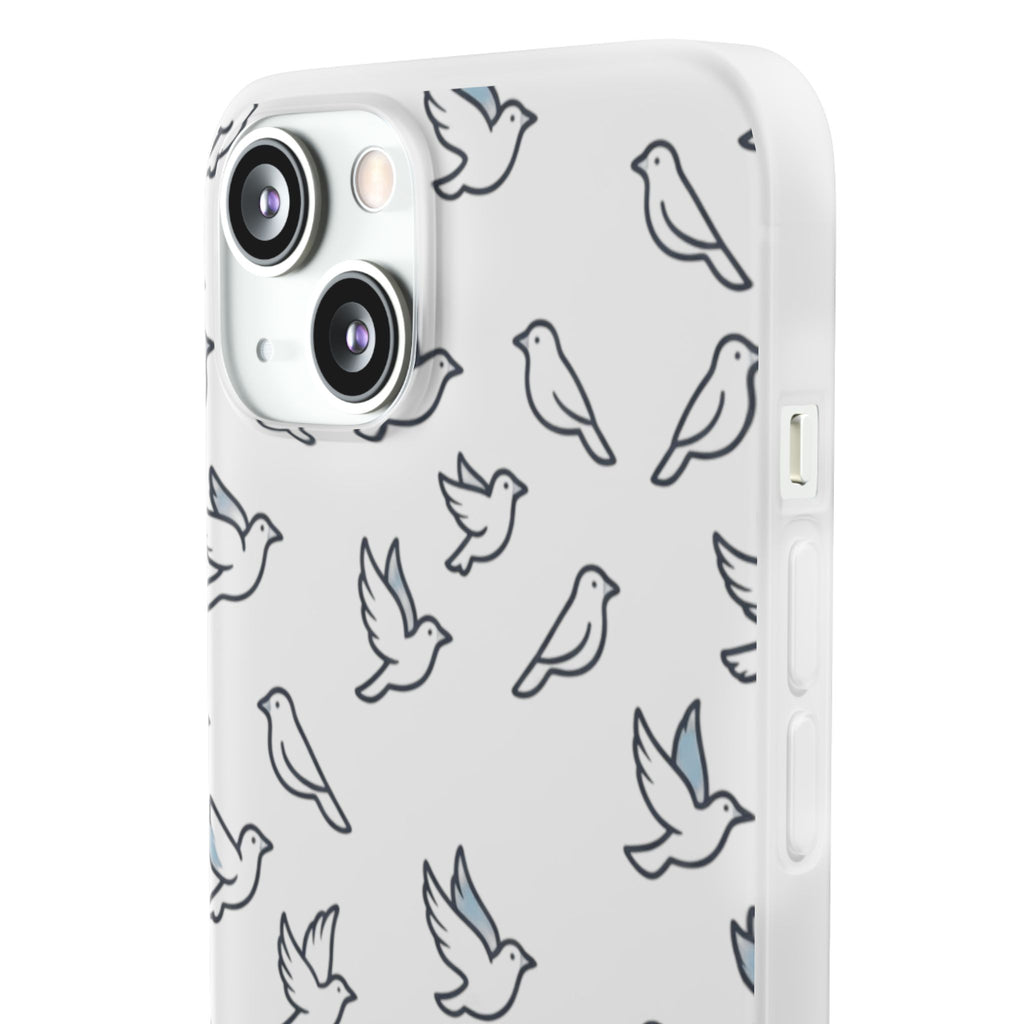 Dove Pattern Flexi Phone Case — Minimal White Bird Protective Case