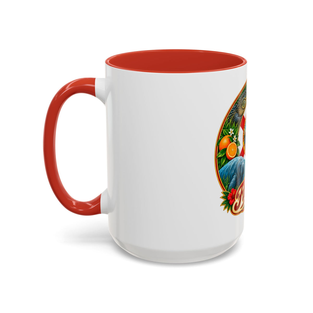 Florida Vintage Travel Coffee Mug — Flamingo, Alligator & State Seal Accent Mug