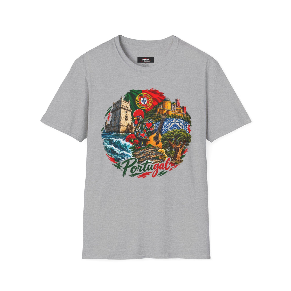 Portugal Travel T-Shirt — Vintage Lisbon Landmarks & Azulejo Heart Design