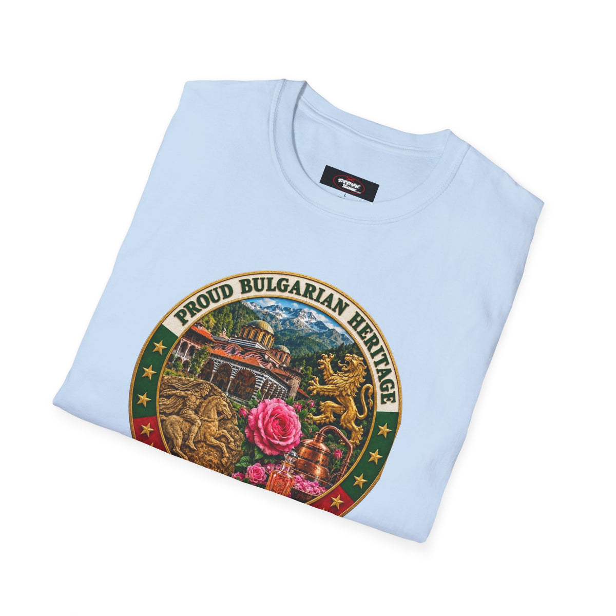 Bulgaria Heritage Graphic T-Shirt — "Proud Bulgarian Heritage" Rose Emblem