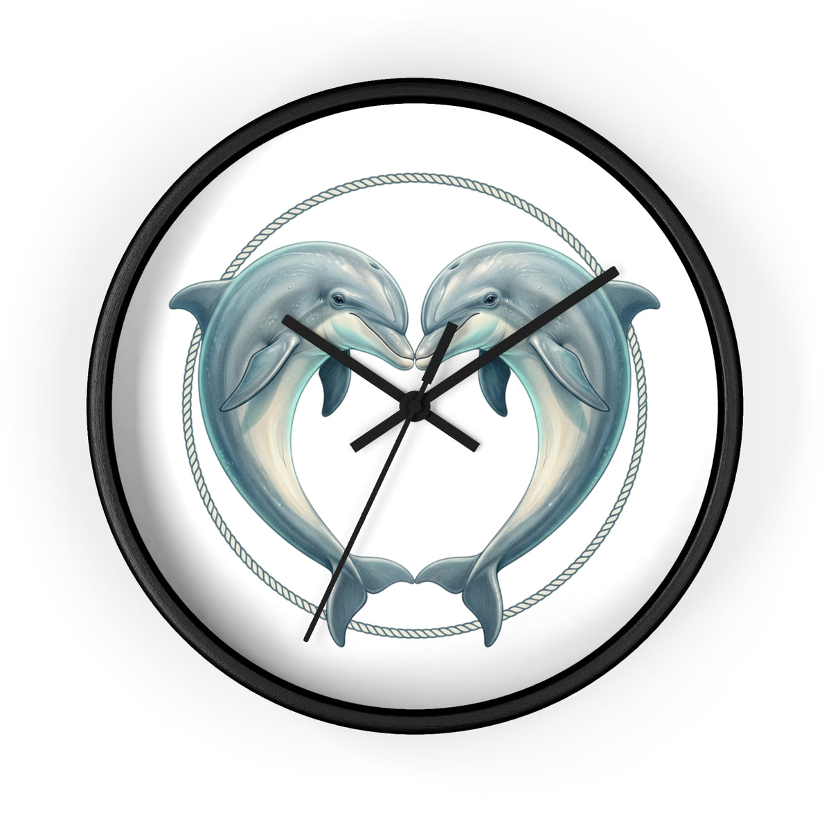 Dolphin Heart Wall Clock — Nautical Coastal Decor for Beach Lovers