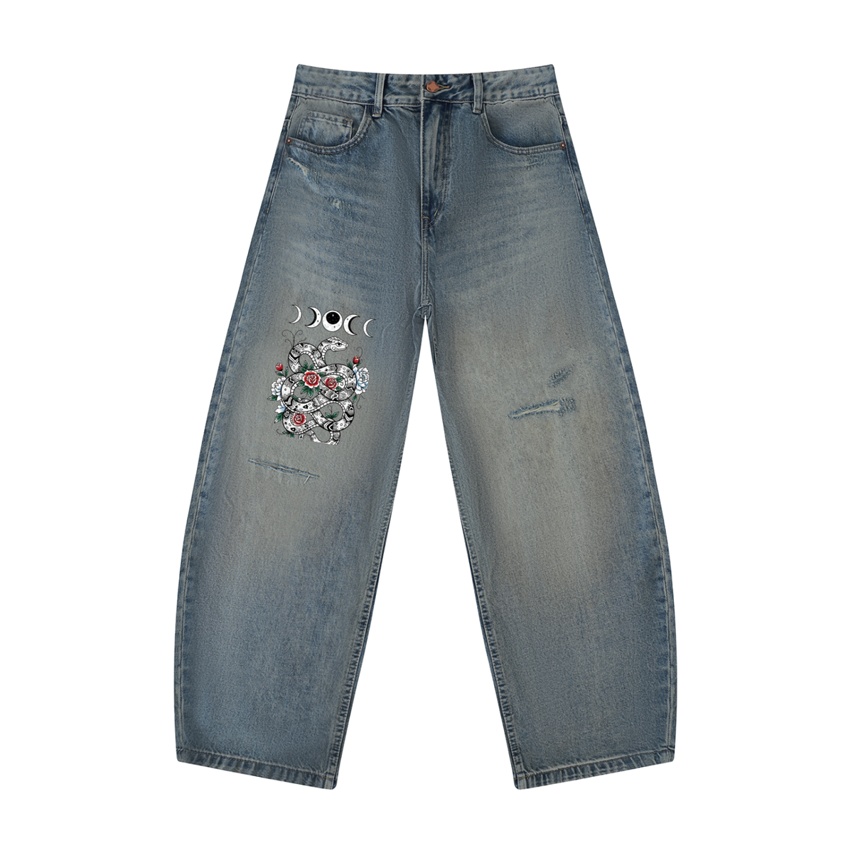 Men's Distressed Barrel Leg Jeans