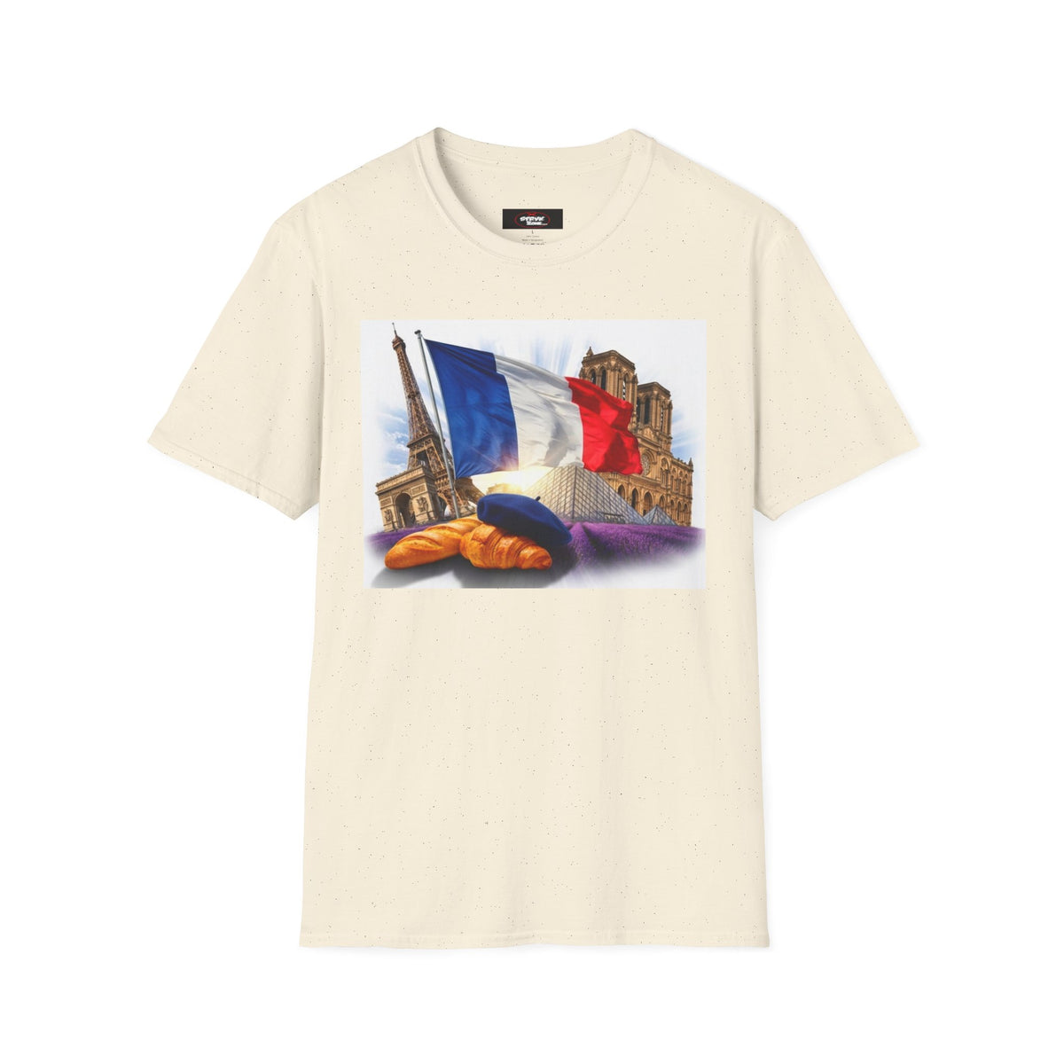 French Flag & Landmark T-Shirt — Eiffel Tower, Notre-Dame & Croissant Graphic