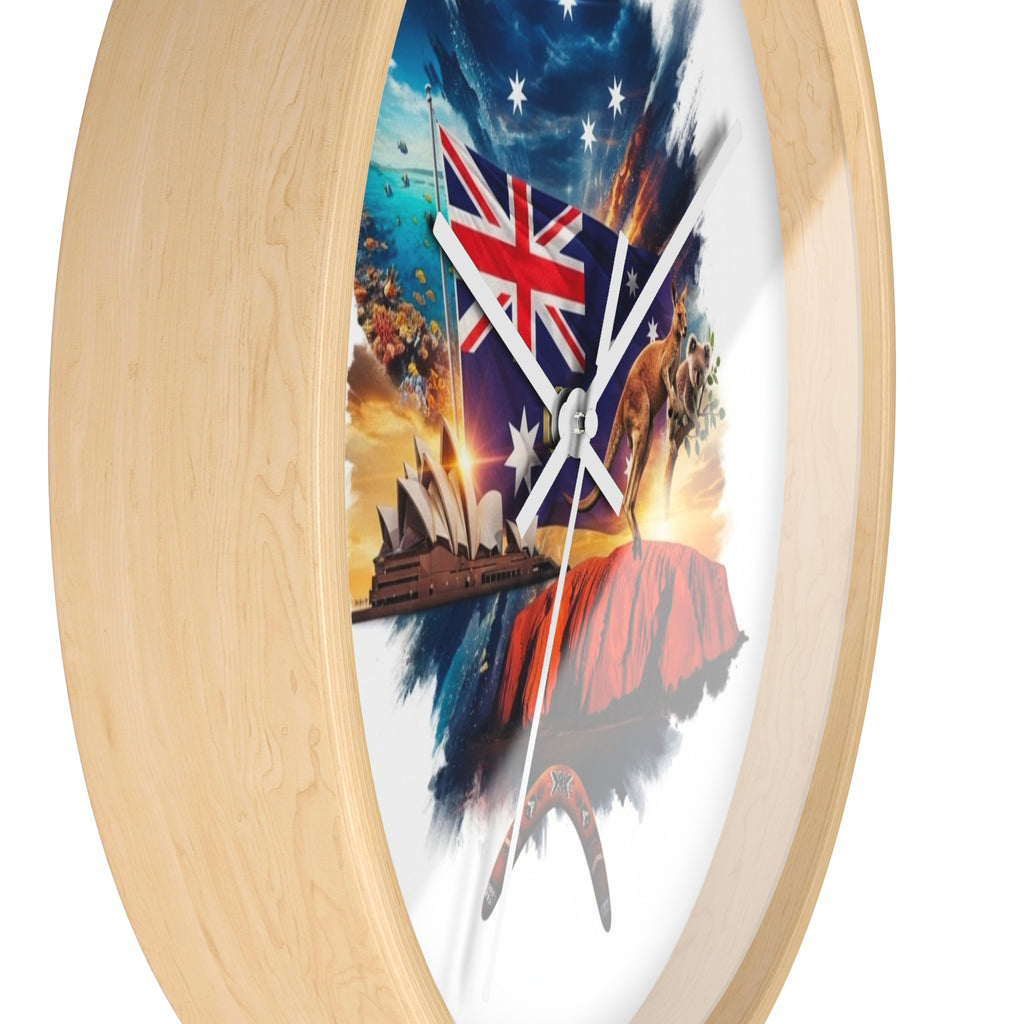 Australian Landscape Wall Clock — Flag, Uluru & Opera House Decor