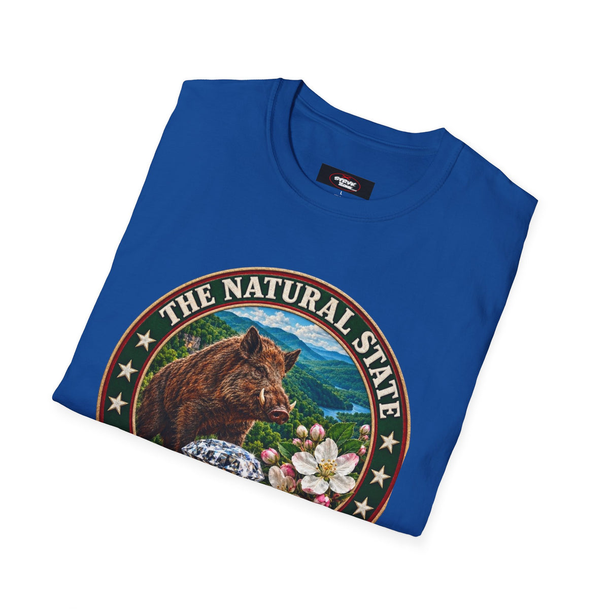 Arkansas State Seal T-Shirt — 'The Natural State' Bear & Diamond Design