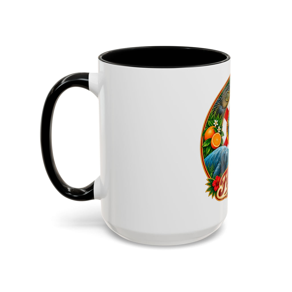 Florida Vintage Travel Coffee Mug — Flamingo, Alligator & State Seal Accent Mug