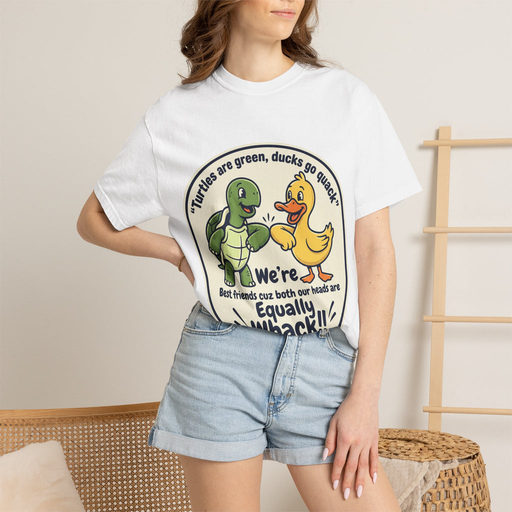 T-Shirt — "We're Equally Whack" Turtle & Duck Best Friends Graphic Tee