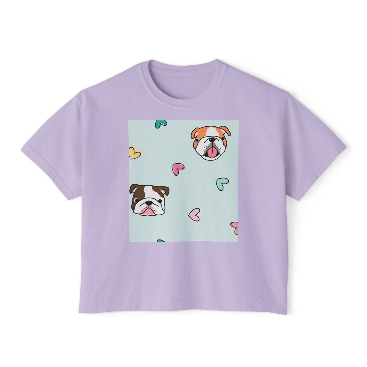 Cute Bulldog Hearts Boxy Tee