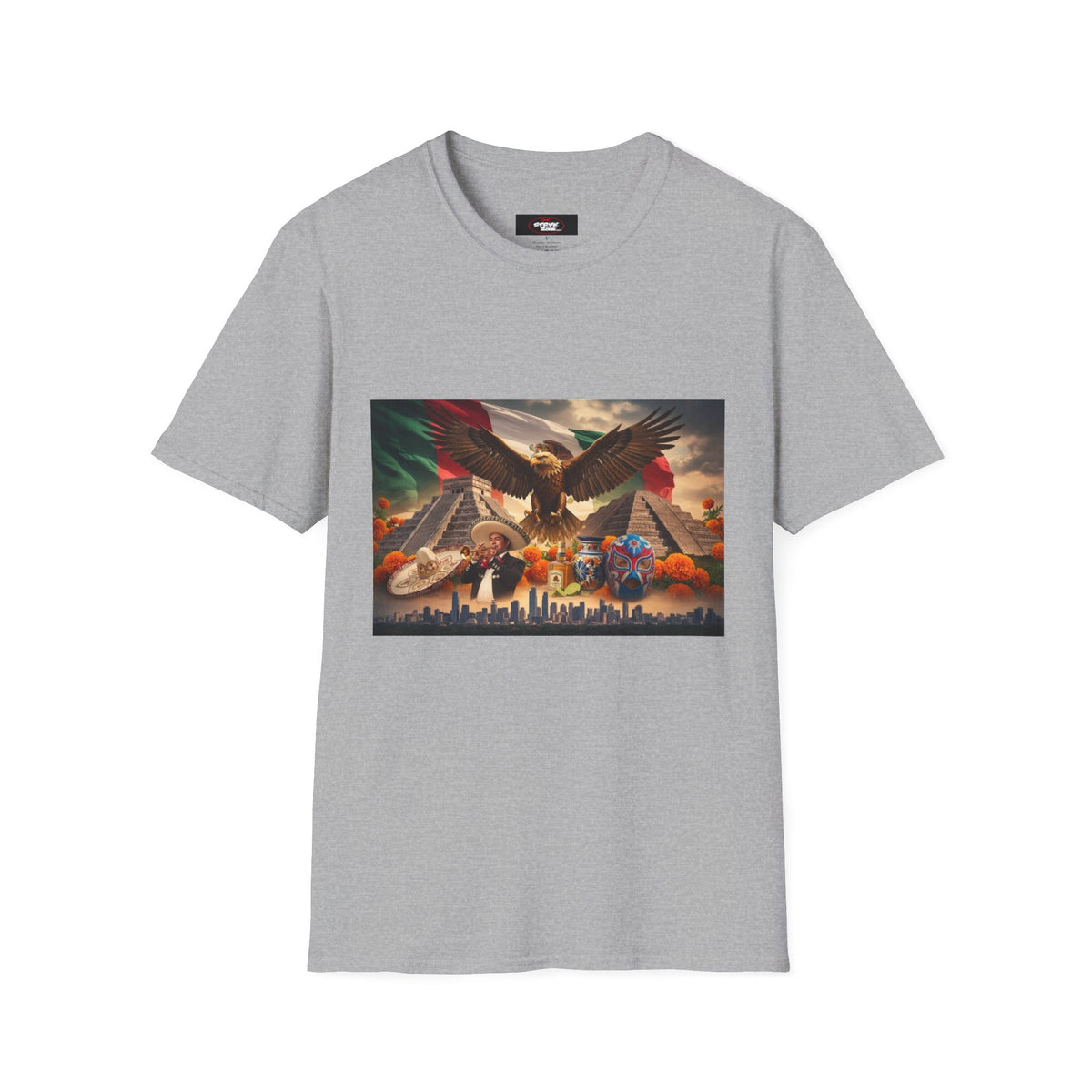 Eagle & Cityscape Graphic T-Shirt — Patriotic Eagle Sunset Design