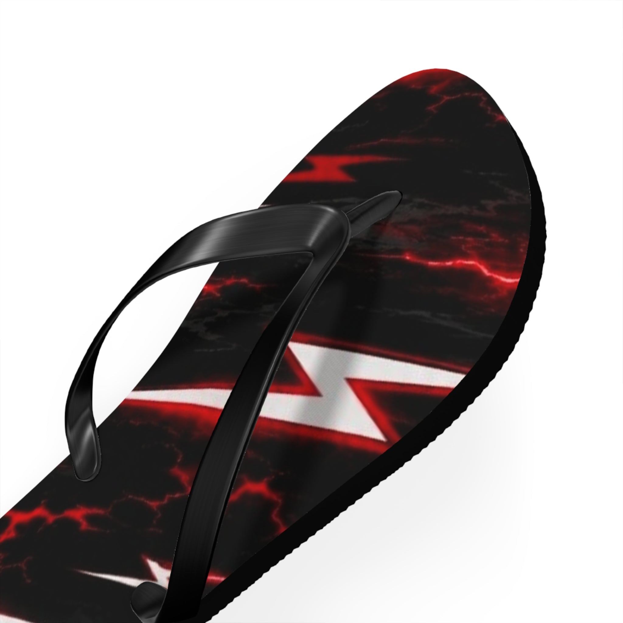 Red Lightning Flip Flops — Bold Storm-Pattern Beach Sandals