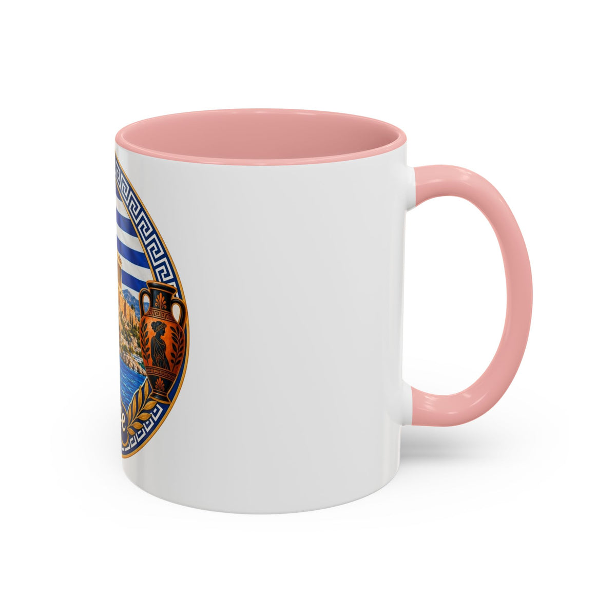 Greece Scenic Accent Coffee Mug – Acropolis, Olive & Blue Flag Design (11/15oz)