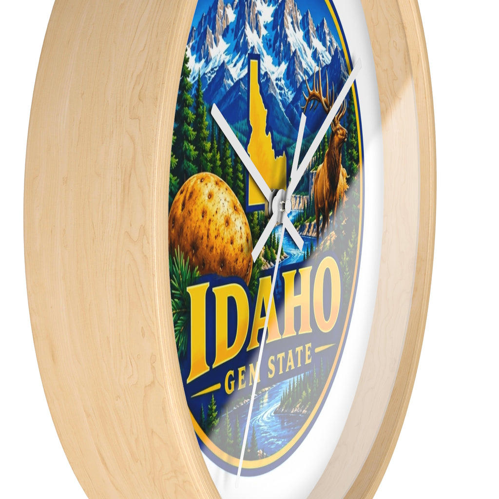 Idaho Gem State Wall Clock – Scenic Mountain & Elk Home Decor