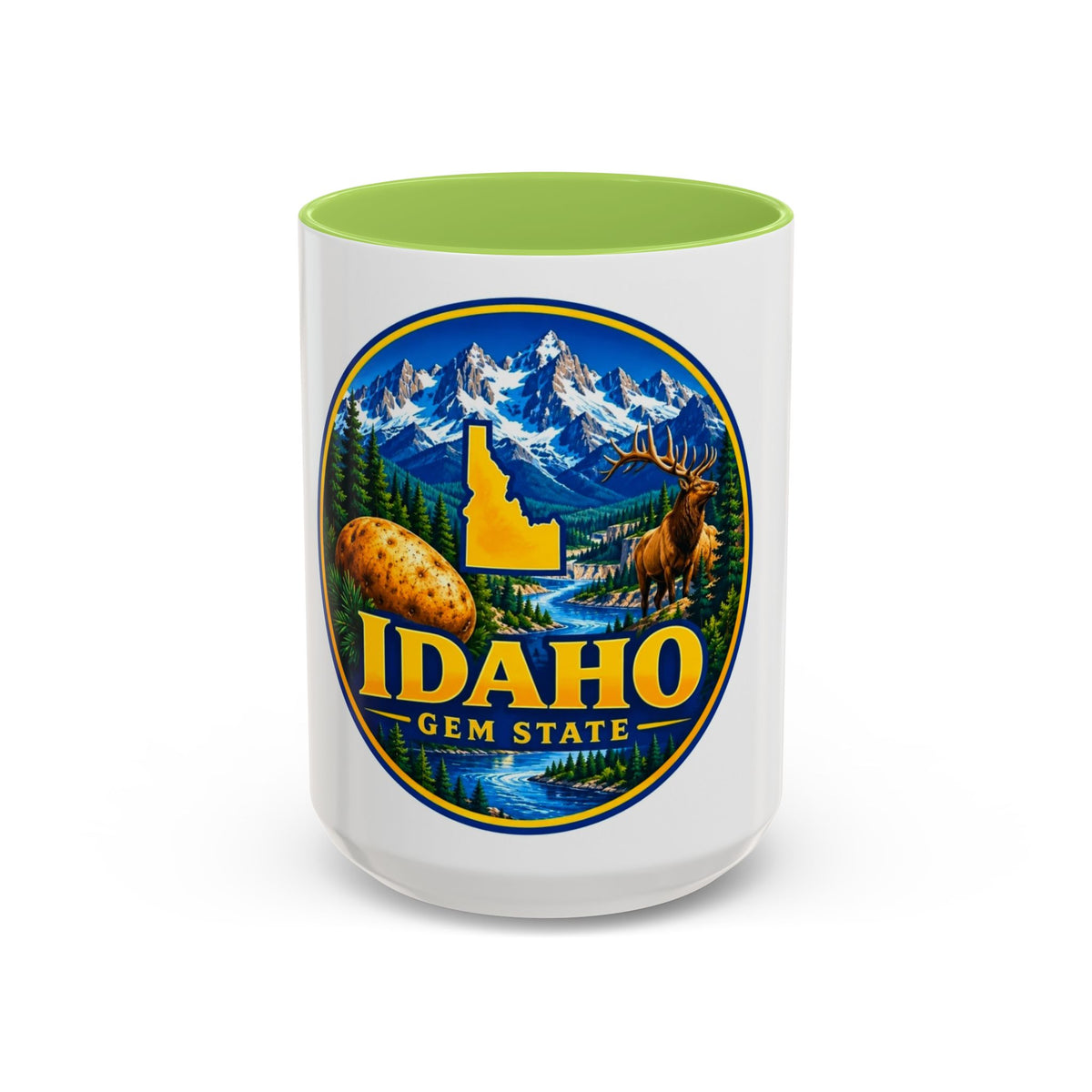 Idaho Gem State Coffee Mug — Mountain, Elk & Potato Travel Souvenir (11/15oz)