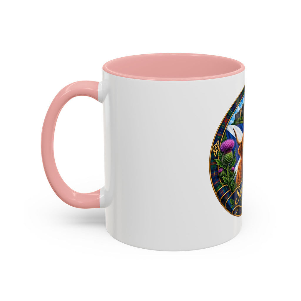 Scotland Highland Cow Accent Coffee Mug — Scottish Castle & Thistle Design