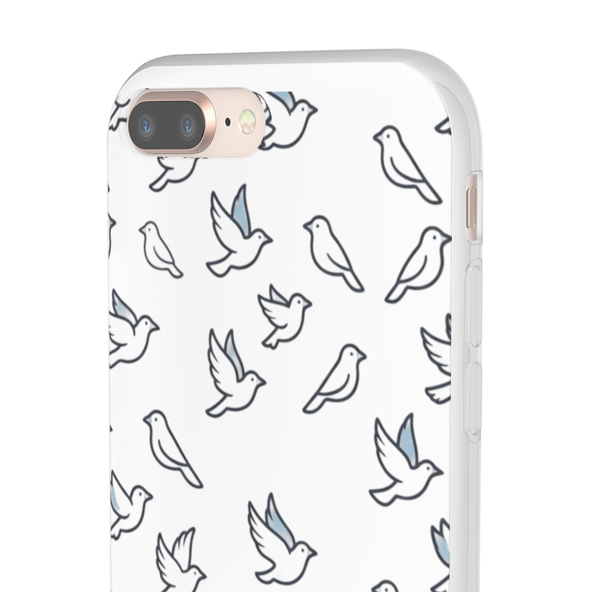 Dove Pattern Flexi Phone Case — Minimal White Bird Protective Case